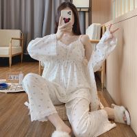 【DT】hot！ 3PCs/set Cotton Maternity Nursing Sleepwear Sets Loose Suits for Pregnancy Lounge Wear