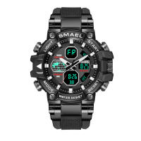 ⌚2023 Jam Tangan Sport SMAEL นาฬิกาข้อมือสำหรับผู้ชายทหารกันน้ำ50เมตรวันที่อัตโนมัตินาฬิกาปลุก8027นาฬิกาข้อมือควอตซ์นาฬิกาดิจิตอล