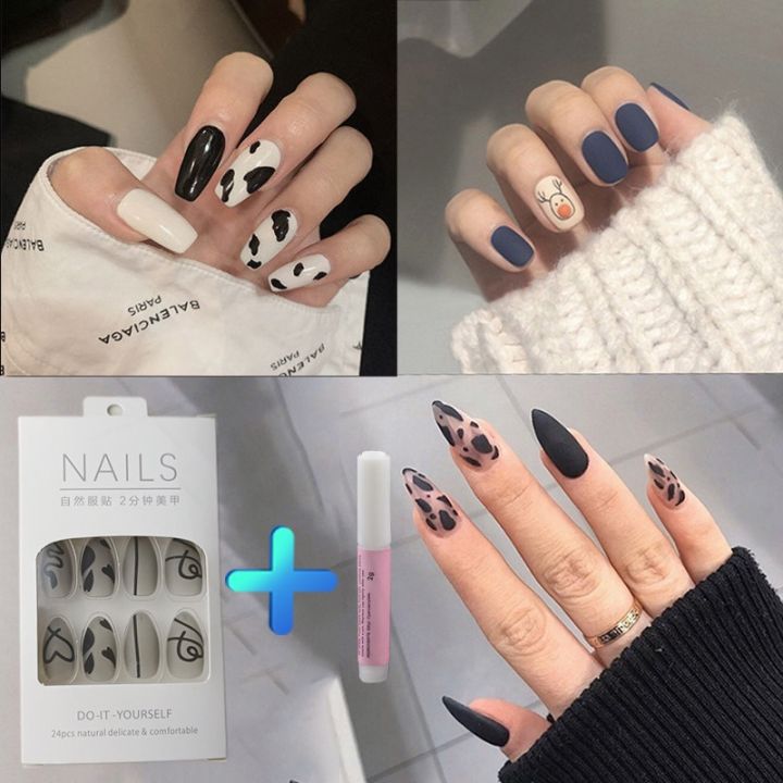 hot-new-products-24-false-nails-for-nail-decoration-false-nails-with-glue