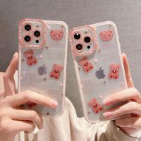 ❣ Transparent Rhinestone Cartoon Bear Case For iphone 13ProMax 13 12 12Pro 11ProMax 11 XS X XR 7 8 Plus Fall Proof Soft Case Cover