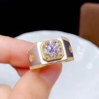 ใหม่ที่สวยหรูประกาย Moissanite แหวนสำหรับผู้ชายกล้ามเนื้อพลังงานผู้ชายแหวนจริง925เงินของขวัญวันเกิดเงาดีกว่าเพชร