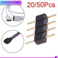 KLOMKZ 20/50Pcs ทองแดง สำหรับ Rgb 3528 5050 Smd ไร้บัดกรี เทอร์มินัล 4-Pin ขั้วต่อขั้วต่อ ปลั๊กอะแดปเตอร์ชาย