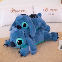 55/75cm Stitch Doll Disney Plush Toys Lilo&amp;stitch Plush Stuffed Doll Soft Pillow Prone Posture Dark/light Blue Cute Gift