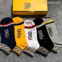 [yi] Fendi Box ถุงเท้า ผ้าฝ้าย สําหรับ Unisex