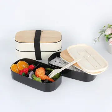 10pcs Disposable lunch box Degradable meal prep containers divider cutlery  microwaveable bento food tray with lid