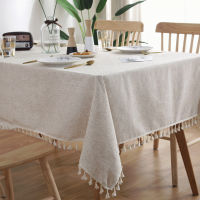 Rectangular Cotton Linen Tablecloths Elegant Square Dining Table Cloth with Tassel On The Coffee Table Decor