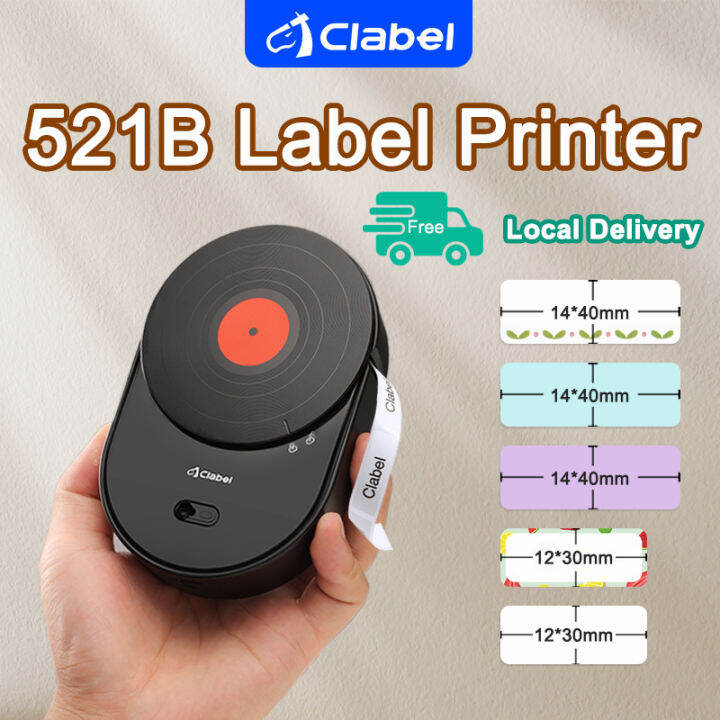 CLABEL Label Maker 521B Black Labeler Portable Sticker Label Printer