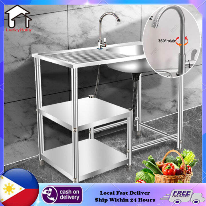 【COD&Local】Free Standing Stainless Steel Single Bowl Commercial