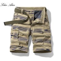 Free Shipping 2021 Mens Summer Horizontal Striped Shorts Tooling Pure Cotton Thin Casual Shorts