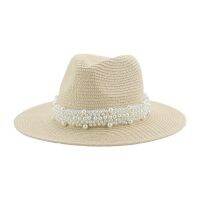 New Sun Hats Women Men Summer Spring Round Top Pearl Straw Hats Outdoor Beach Sun Protective Women Hats New Sombreros De Mujer