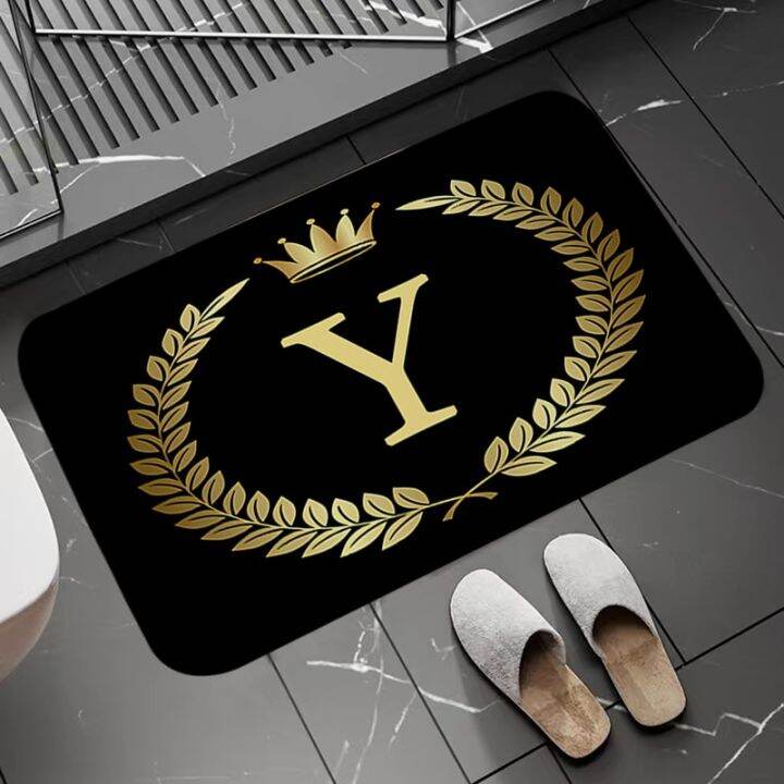 black-golden-crown-letter-floor-mats-non-slip-kitchen-rug-doormat-entrance-door-home-welcome-carpet-washable-absorbent-bath-mat