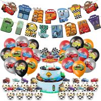 ┅ Cars Lightning McQueen Banner Cake Topper Balloon Birthday Party Decorations Kids Favor Racing Car Party Supplies for Boys Girls