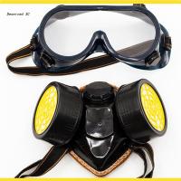 R9CB Dual Pot Industrial Gas Mask Respirator Anti Dust Filtter Goggles For Spray Chem