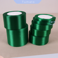 Tumato สีเขียวเข้มผ้าไหมยาว25หลาริบบิ้นซาตินงานแต่งตกแต่งปาร์ตี้ห่อของขวัญคริสต์มาสปีใหม่เครื่องแต่งกายเย็บผ้าแบบทำมือ