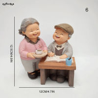 SUC Old Man And Old Lady Ornament Creative Anniversary Gifts Painted Desktop Figurines For Home Living Room Bedroom