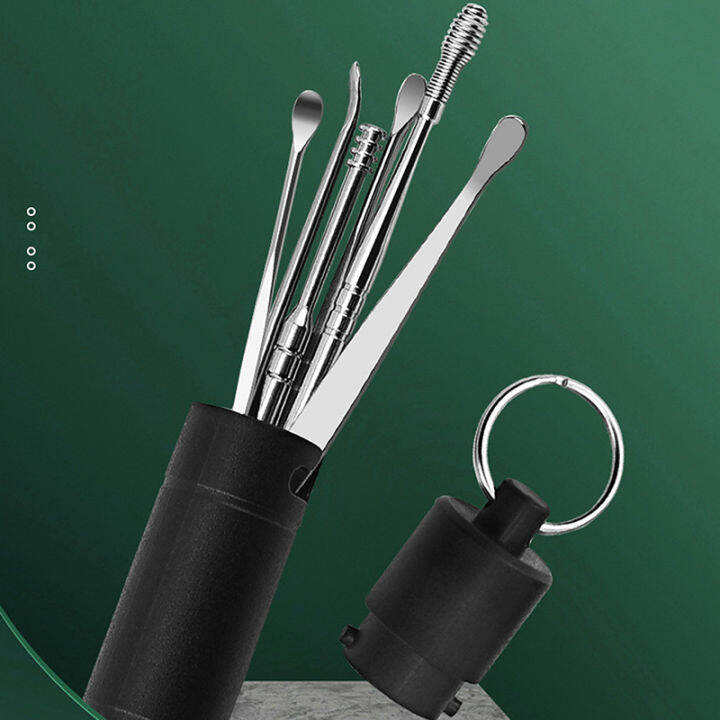 lowest-price-mh-1-6ชิ้น-เซ็ต-ear-wax-removal-tool-earpick-ear-cleaner-ช้อนทำความสะอาดหู