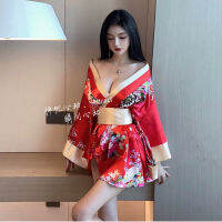 Yi Jin Yi Mei Fun Lingerie Sexy Womens Cardigan Low cut Kimono Role Playing Night Club Stage Performance Dress LFOW