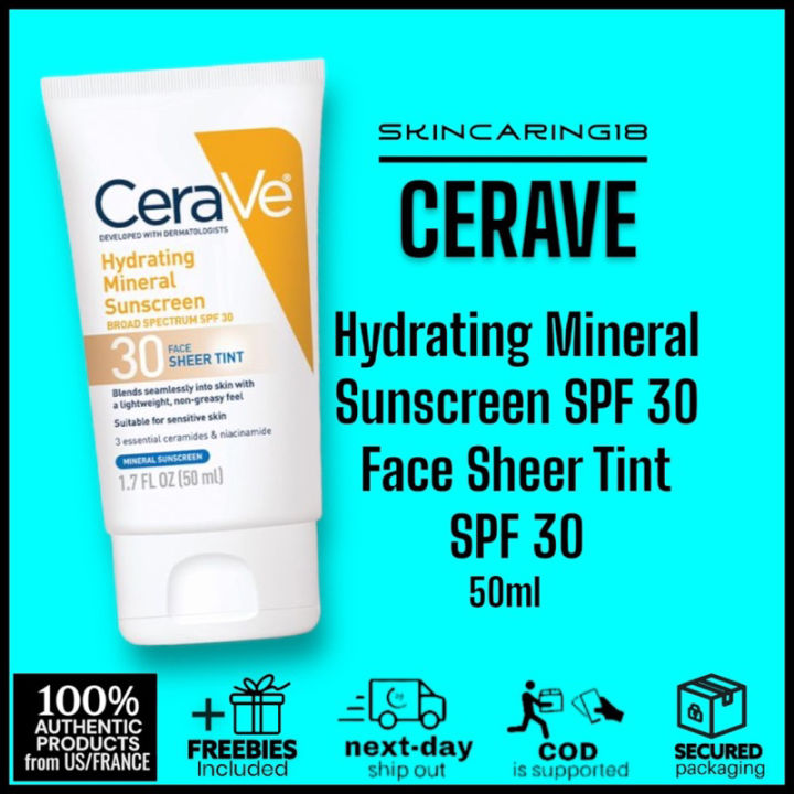 CERAVE Hydrating Mineral Sunscreen SPF 30 Face Sheer Tint 50ml by