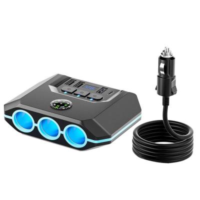 Car 12v Splitter 120w 12/24v 3-Socket Car Outlet Splitter with 4 Chargers LED Voltage Display On/Off Switches Qc 3.0 Pd 30w Car Charger with Plug Outlet for All Car Devices opportune