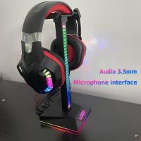 【Undine earphone】RGB Gaming Headphone Stand Desk Display Holder Hanger Stand And USB HUB 2 In 1 With 3.5Mm Jack USB C For Professional Gamer