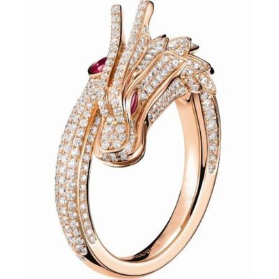 แหวนมังกรฟินิกซ์ CZ คริสตัลแวววาวสำหรับผู้หญิงกลวงออกแกะสลักแหวนนิ้ว Squama เครื่องประดับแฟชั่นมีลวดลาย Punk หญิง2023