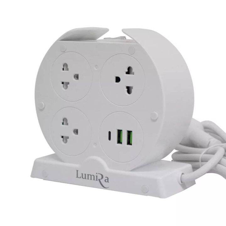 ปลั๊กไฟ-lumira-ลูมิน่า-8-socket-รางปลั๊กไฟ-ป้องกันไฟกระชาก-ไฟตกด้วยอุปกรณ์มาตรฐาน-มี-มอก-ls-025