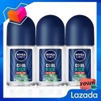 นีเวีย เมน โรลออน คูลคิก คูลเฟรช 25 มล. x 3 ขวด [NIVEA Maine Roll -on Cool Cool Fresh 25ml x 3 bottles]