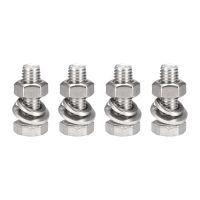 M10 x 30mm baut kepala Hex mur kit mesin cuci datar kunci 304 baut segi enam benang penuh baja tahan karat 4 set