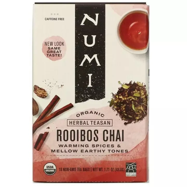 Numi Tea, Organic Herbal Teasan, Rooibos Chai, Caffeine Free, 18 Tea