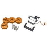 5 Wire Servo with Mount Base with 12mm Combiner Wheel Hub Hex Adapter for Wltoys 144001 1/14 RC Car