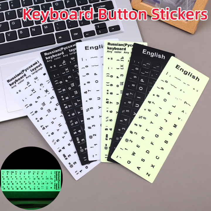 Multilanguage Black White Computer Keyboard Keys Letter Labels Recovery Stickers Laptop Durable