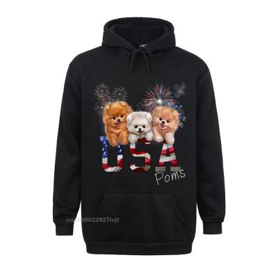Hoodie Patriotic America Pomeranian Puppy Usa Dog Fireworks Male Slim Fit Design Hoodie Cotton Streetwear Printed Size Xxs-4Xl