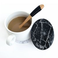 【cw】 1Pc Artificial Leather Marble Coaster Drink Cup Table Placemats Round Heat-resistant Holder