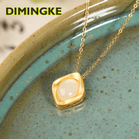 DIMINGKE Vintage 8*10 Natural White Hetian Jade Pendant Necklace 100-S925 Sterling Silver Anniversary Mothers Gift