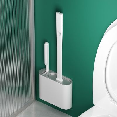 [COD] Silicone toilet brush no dead angle home bathroom daily cleaning set wall-mounted artifact