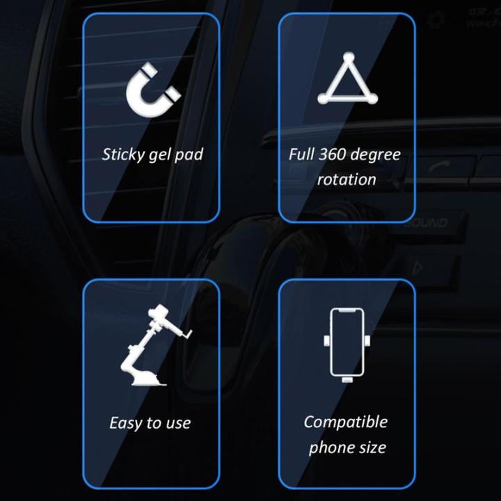 เจ้าของรถโทรศัพท์ปรับเมา-c-radle-360-หมุนที่วางโทรศัพท์สำหรับรถที่มีปุ่มเดียวที่วางจำหน่ายและแผ่นเจลเหนียวที่แข็งแกร่งสำหรับโทรศัพท์มือถือจาก4-7ถึง6-5นิ้วที่วางโทรศัพท์ในรถยนต์