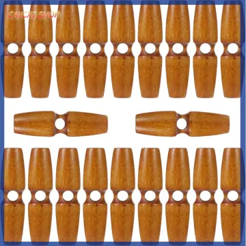 60pcs Wooden Toggle Buttons Brownl Wooden Button in Sewing for