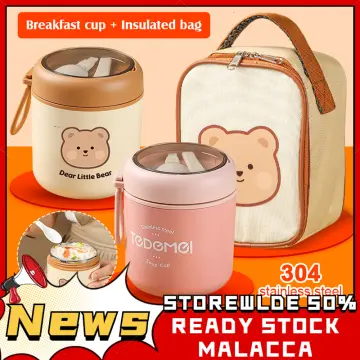 400ml-500ml Stainless Steel Soup Cup Thermal Lunch Box Food Container With  Spoon Vaccum Cup Insulated Bento Box For Kids School