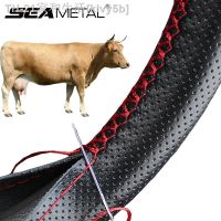 【CW】◆  Leather Steering Cover with Needles and Thread Braid Car Diameter 37-38cm