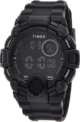Timex Mens DGTL A-Game 50 mm Resin Strap Watch Black/Black