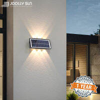 Joollysun ไฟภายนอกไฟผนังกันน้ำโคมไฟพลังงานแสงอาทิตย์ LED สำหรับตกแต่งบ้านแบตเตอรี่พลังงานแสงอาทิตย์ไฟติดผนังไร้สาย