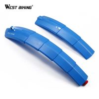 WEST BIKING Fender Bicycle Telescopic With Taillights Folding Front Rear Mudguards Set Cycling Quick Release MTB Bike Fenders