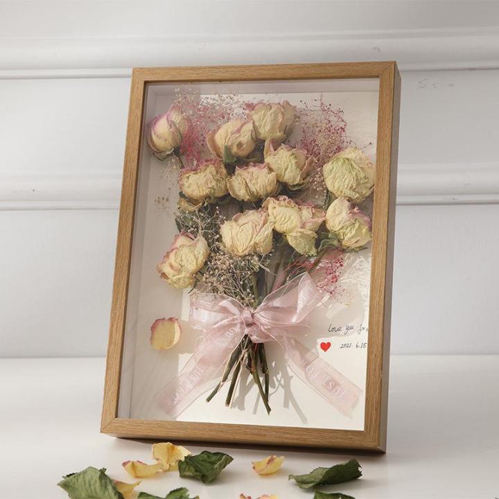 กรอบรูปดอกไม้แห้งกลวงสามมิติพร้อมของขวัญสร้างสรรค์ทำมือด้วยตนเองกรอบรูปดอกไม้อมตะกรอบเก็บรักษาไว้