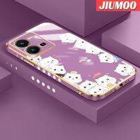 เคส JIUMOO สำหรับ VIVO Y35 Y22 Y22s Y52s Y31S Y54S IQOO U3 U3X การ์ตูนแมวน่ารักดีไซน์ใหม่แฟชั่นบางหรูหราชุบรูปแบบเคสเคสมือถือกันกระแทกคลุมทั้งหมดป้องกันเลนส์กล้องเคสนิ่ม