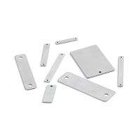 ✽△ 20Pcs Stainless Steel Stamping Bar Blanks w/Hole Pendant Name Plate Rectangle Charms For Diy Bracelet Necklace Jewelry Making