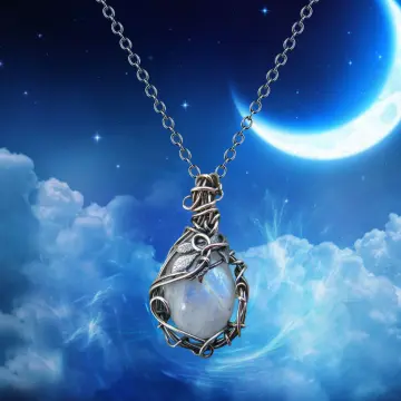 Dendritic Agate Crescent Moon Pendant Necklace – Robin Woodard Jewelry