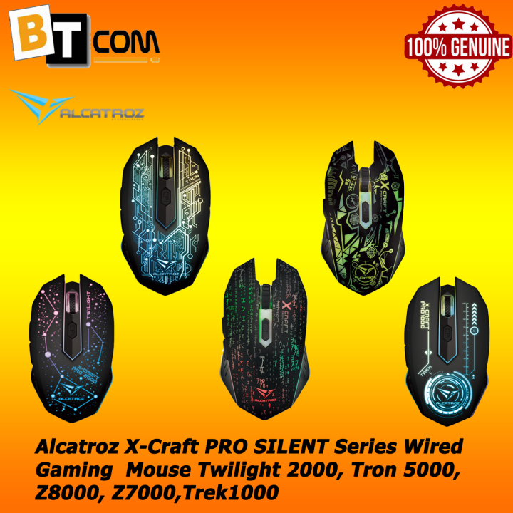 Alcatroz XCraft PRO SILENT Series Wired Gaming Mouse TRON 5000,TWILIGHT 2000,QUANTUM Z7000,NOIZ