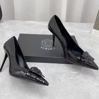 European and American fashion sexy 2022 new beauty king head snake cowhide versaceˉhigh-heeled pointed womens shoes plus size four seasons shoes