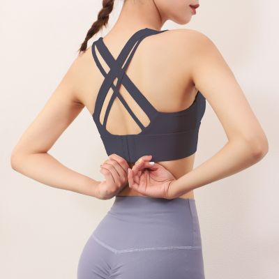 [COD] underwear womens shockproof running gathered shape beautiful back buckle yoga vest high strength fitness bra summer