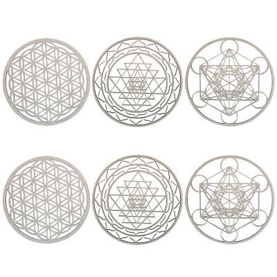 6Pcs/Set Sacred Geomtry Wall Art Set Wooden Wall Art, Sacred Geometry Art, Sculpture, Wall Decorations for Home Decor